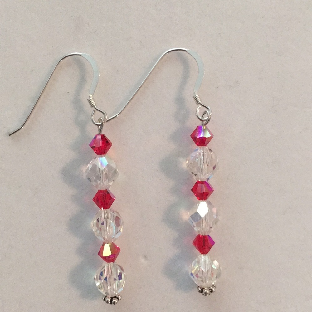 3/$30 Line drop crystal sterling handmade earrings - Picture 1 of 3